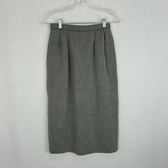 Vintage 80s 90s Christian Dior 100% Wool Monochrome Plaid Skirt Suit Set - Picture 5 of 10